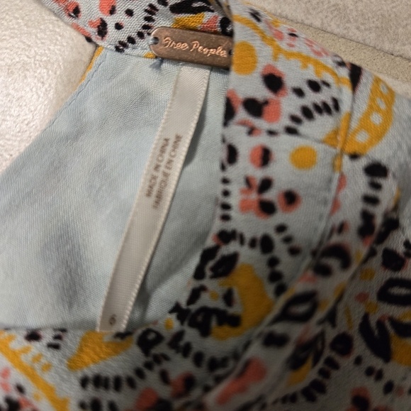 Free People Tegan Border Printed Long Sleeve Mini Dress in Blue Combo - Picture 5 of 6